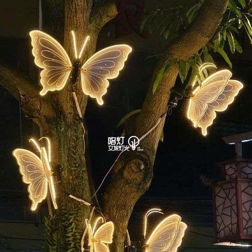 Modern New Design Outdoor Christmas Theme Light Wedding Party Dynamic Wings Garden Decoration Iron Butterfly Light (10 MOQ is required) - Image 6