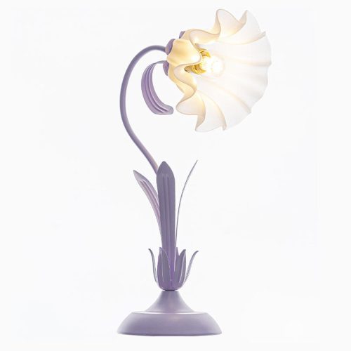 Table Lamp Pink Flower Desk Lamps Retro Unique Glass Flower Lampshade Bedside Lamp for Nightstand Living Room End Table (10 MOQ is required) - Image 6