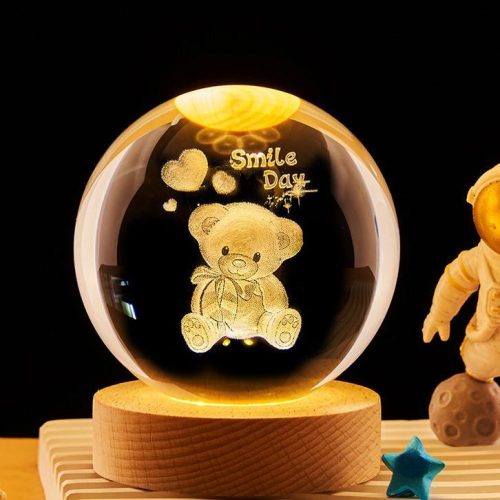 Wholesale 3D Crystal Ball Night Lights Warm Color Ornament Small Ball Luminous 6 CM Ball USB Recharge for Custom Patterns Gift (10 MOQ is required) - Image 6