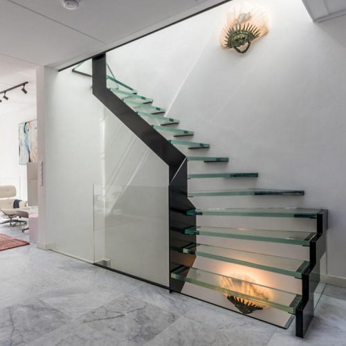 Glass Staircase Modern Stringer Design Tempered Laminated Glass Floating Straight Stairs( 1 square meters price) - Image 6