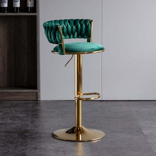 Bar Chair Nordic Counter Furniture Metal Velvet Swivel Leather - Image 6