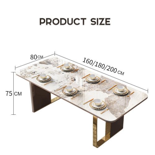 Luxury Modern 6-Seater Marble Stainless Steel Dining Table Set with 8 Chairs for Home or Hotel Dinning Room Furniture - Image 6