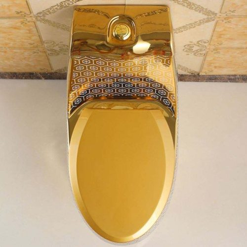 Luxury Bathroom Gold WC Toilet Washdown Siphonic One Piece Toilet - Image 6