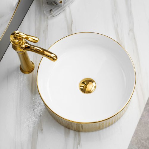 Oval Golden Electroplate Basin Wash Basin Luxury Counter Top Bathroom Sink Art Sinks - Image 6