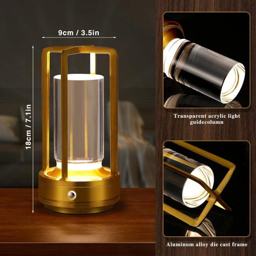 Portable Metal Table Lamp,Cordless Table Lamp,Battery Operated Lantern, 3 Light Colors Restaurant Bedroom Atmosphere Night Light (10 MOQ is required) - Image 7