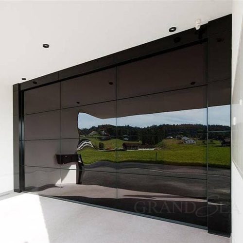 Automatic Black Frame Mirror Reflective Glass Black Garage Door (1 Square Feet Price)