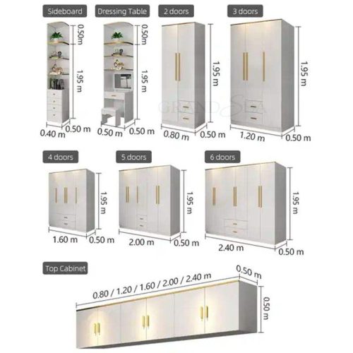 White Cupboard Dressing Table Combination Whole Closet(1 Square Feet Price) - Image 6