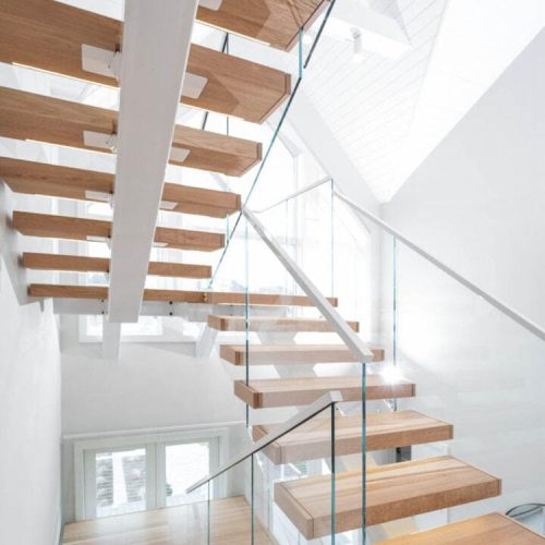 Staircase Indoor Steel Wood Frame Stair Mono Stringer Design Floating Staircase ( 1 square meters price) - Image 7