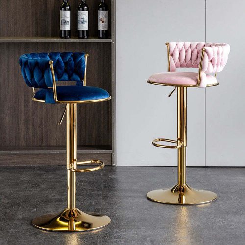 Bar Chair Nordic Counter Furniture Metal Velvet Swivel Leather - Image 7