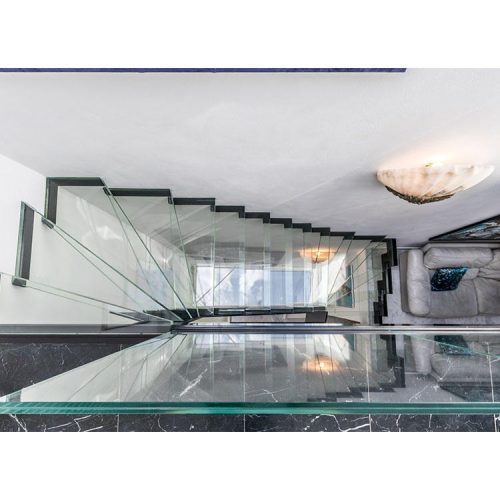 Glass Staircase Modern Stringer Design Tempered Laminated Glass Floating Straight Stairs( 1 square meters price) - Image 7