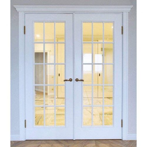 Modern Unique Main Sidelight Design Contemporary Custom Glass Panel White Interior French Door - Image 7