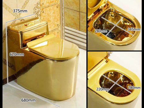 Noble Gold Color One Piece Wc Toilet Bathroom Sanitary Ware Toilet Washdown Gold Toilet - Image 7