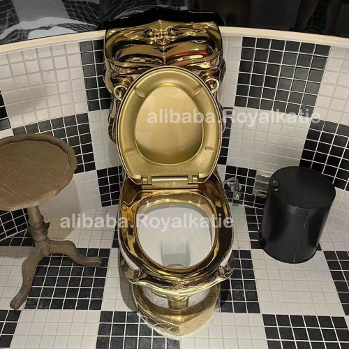 Luxury Design Ceramic Plating Gold Color Bathroom Toilet Bowl - Image 7