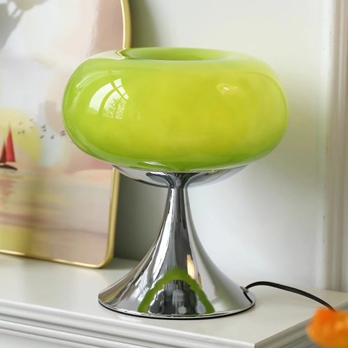 Apple Table Lamp Bedside Medieval Cream Glass, Green Retro Atmosphere LED - Image 7